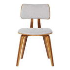 Armen Living, Chaise de salle à manger Jaguar mi-siècle en bois de noyer et tissu gris