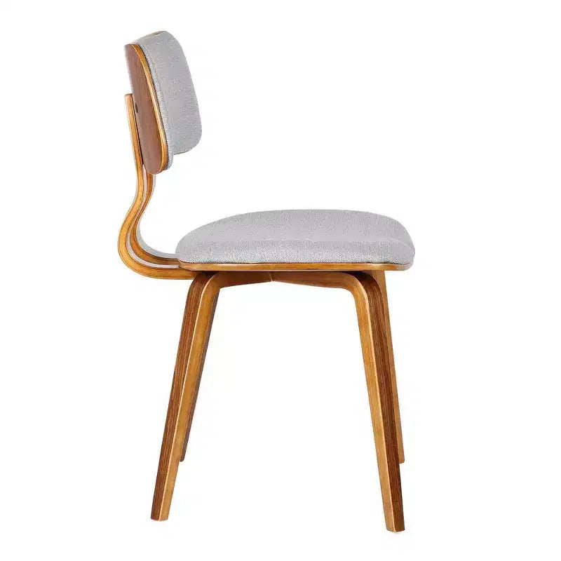 Armen Living, Chaise de salle à manger Jaguar mi-siècle en bois de noyer et tissu gris