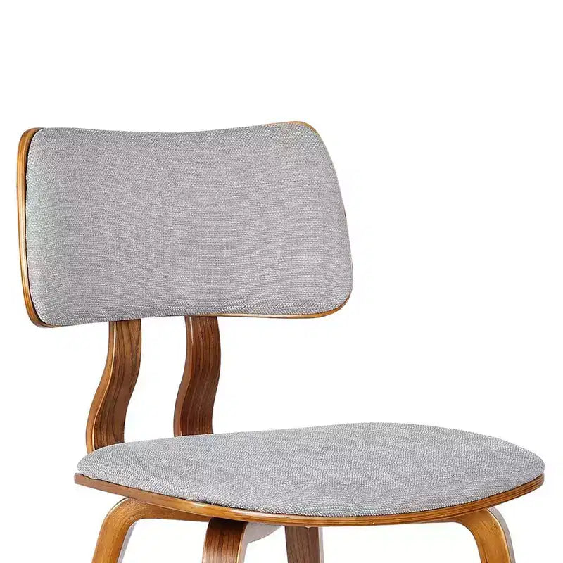 Armen Living, Chaise de salle à manger Jaguar mi-siècle en bois de noyer et tissu gris
