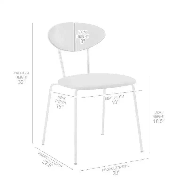 Armen Living, Chaises de salle à manger Neo Modernes en tissu gris et métal noir - Lot de 2