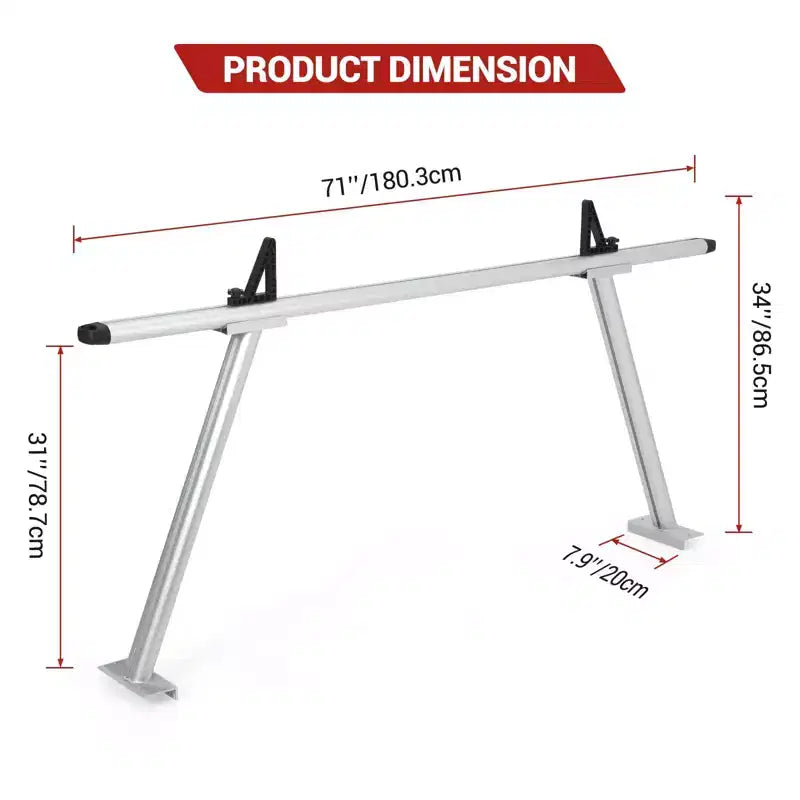 Support d'échelle de camion, support télescopique en aluminium, capacité de 362 kg - Support universel pour benne de pick-up pour kayak, échelle