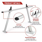 Support d'échelle de camion, support télescopique en aluminium, capacité de 362 kg - Support universel pour benne de pick-up pour kayak, échelle