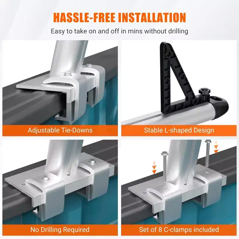 Support d'échelle de camion, support télescopique en aluminium, capacité de 362 kg - Support universel pour benne de pick-up pour kayak, échelle