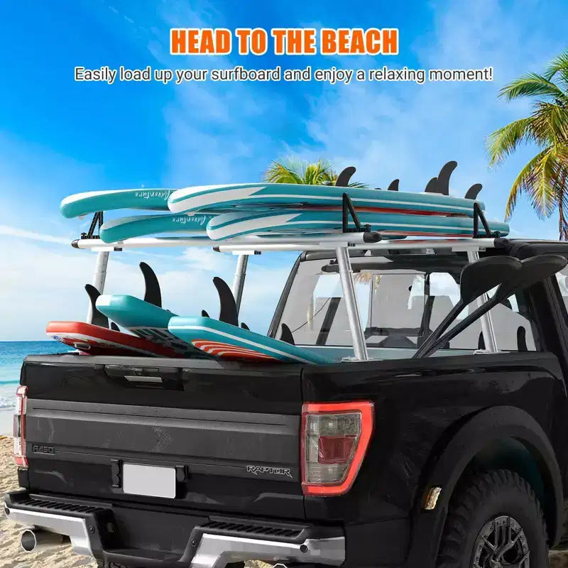 Support d'échelle de camion, support télescopique en aluminium, capacité de 362 kg - Support universel pour benne de pick-up pour kayak, échelle