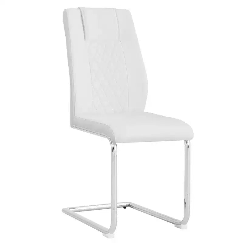 Lot de 4 chaises de salle à manger Zeus et Ruta en similicuir moderne avec revêtement et pieds en métal – Idéales pour la cuisine, le salon et la chambre à coucher.