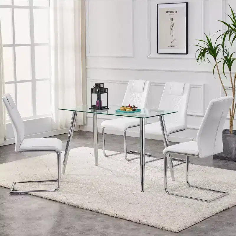 Lot de 4 chaises de salle à manger Zeus et Ruta en similicuir moderne avec revêtement et pieds en métal – Idéales pour la cuisine, le salon et la chambre à coucher.
