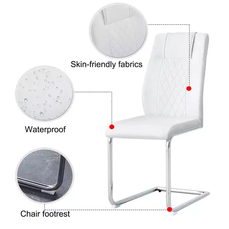 Lot de 4 chaises de salle à manger Zeus et Ruta en similicuir moderne avec revêtement et pieds en métal – Idéales pour la cuisine, le salon et la chambre à coucher.