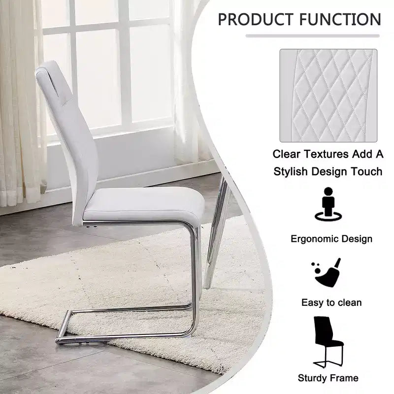 Lot de 4 chaises de salle à manger Zeus et Ruta en similicuir moderne avec revêtement et pieds en métal – Idéales pour la cuisine, le salon et la chambre à coucher.