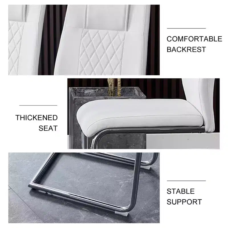 Lot de 4 chaises de salle à manger Zeus et Ruta en similicuir moderne avec revêtement et pieds en métal – Idéales pour la cuisine, le salon et la chambre à coucher.