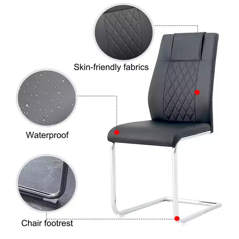 Lot de 4 chaises de salle à manger Zeus et Ruta en similicuir moderne avec revêtement et pieds en métal – Idéales pour la cuisine, le salon et la chambre à coucher.