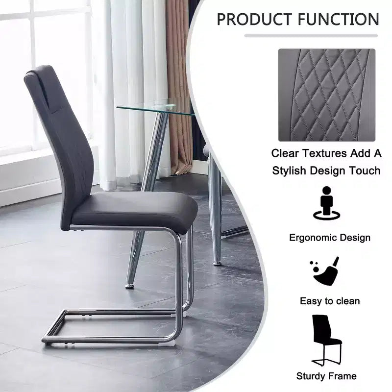 Lot de 4 chaises de salle à manger Zeus et Ruta en similicuir moderne avec revêtement et pieds en métal – Idéales pour la cuisine, le salon et la chambre à coucher.