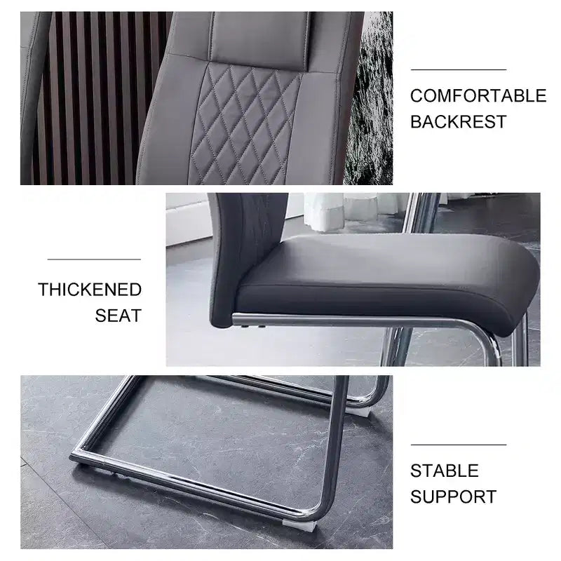 Lot de 4 chaises de salle à manger Zeus et Ruta en similicuir moderne avec revêtement et pieds en métal – Idéales pour la cuisine, le salon et la chambre à coucher.
