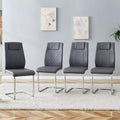 Zeus & Ruta Modern Faux Leather Dining Chairs Set of 4 with Upholstered and Metal Legs - Ideal for Kitchen, Living & Bedroom