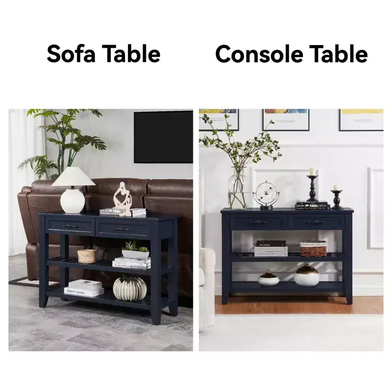 42Console en pin massif avec deux étagères ouvertes pour le salon