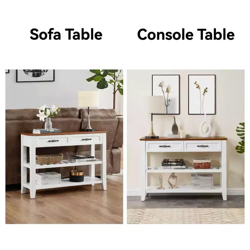 42Console en pin massif avec deux étagères ouvertes pour le salon