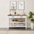 42Console Table with Two Open Shelves, Pine Solid Wood Frame and Legs for Living Room