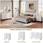 Commode moderne à 6 tiroirs cannelés de 54,7 po avec pieds et poignées en métal et dispositif anti-basculement pour chambre, salon ou couloir, chiffonnier