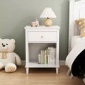 MAYEERTY Wooden Nightstand with One Drawer One Shelf for Bedroom Living Room White
