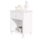 MAYEERTY Table de chevet en bois avec un tiroir et une étagère pour chambre à coucher ou salon, blanc
