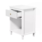 MAYEERTY Table de chevet en bois avec un tiroir et une étagère pour chambre à coucher ou salon, blanc