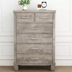 Acekool 6 Drawer Tall Dresser, Wooden Chest with Metal Handles, Storage Organizer for Bedroom, Closet, Living Room