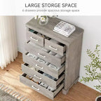 Acekool Commode Haute à 6 Tiroirs, Meuble de Rangement en Bois avec Poignées Métalliques pour Chambre, Placard, Salon