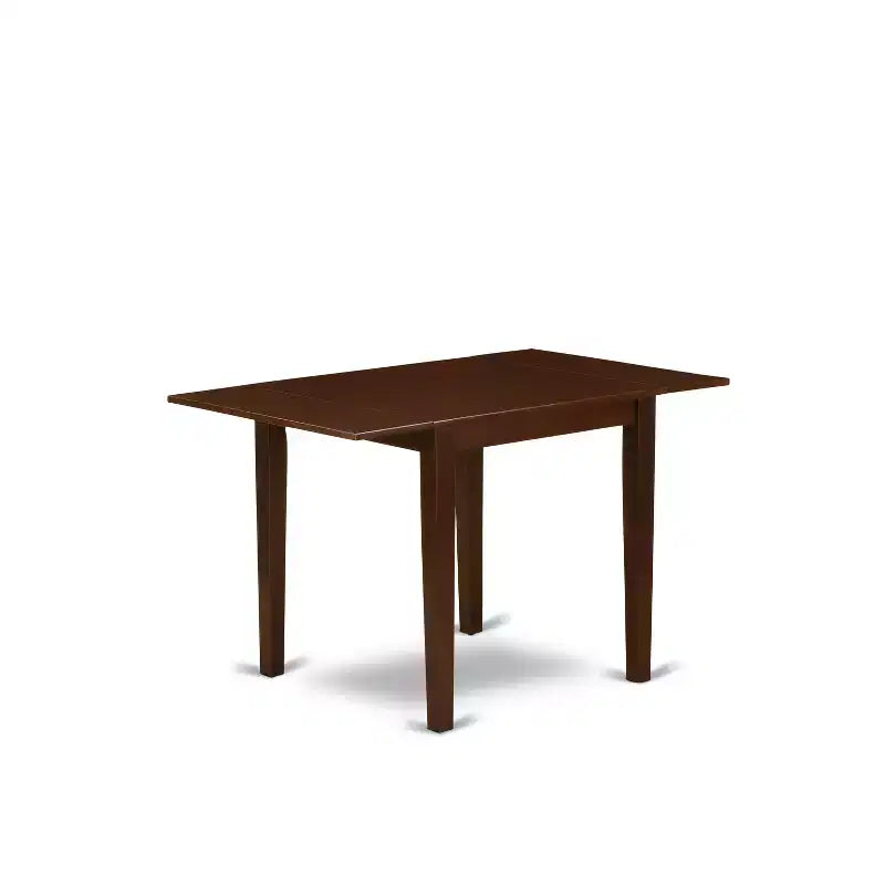 Ensemble de salle à manger Belmont HomeStock 3 pièces - Deux chaises de salle à manger et une table en bois - Bois finition acajou - Tissu en lin couleur daim
