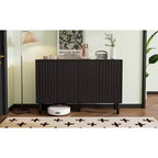 Okak Buffet bahut minimaliste avec rangement et 5 pieds en bois massif, Meuble à chaussures avec étagère réglable pour salon cuisine