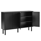 Okak Buffet bahut minimaliste avec rangement et 5 pieds en bois massif, Meuble à chaussures avec étagère réglable pour salon cuisine