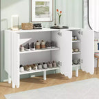 Okak Buffet bahut minimaliste avec rangement et 5 pieds en bois massif, Meuble à chaussures avec étagère réglable pour salon cuisine