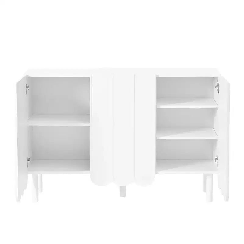 Okak Buffet bahut minimaliste avec rangement et 5 pieds en bois massif, Meuble à chaussures avec étagère réglable pour salon cuisine
