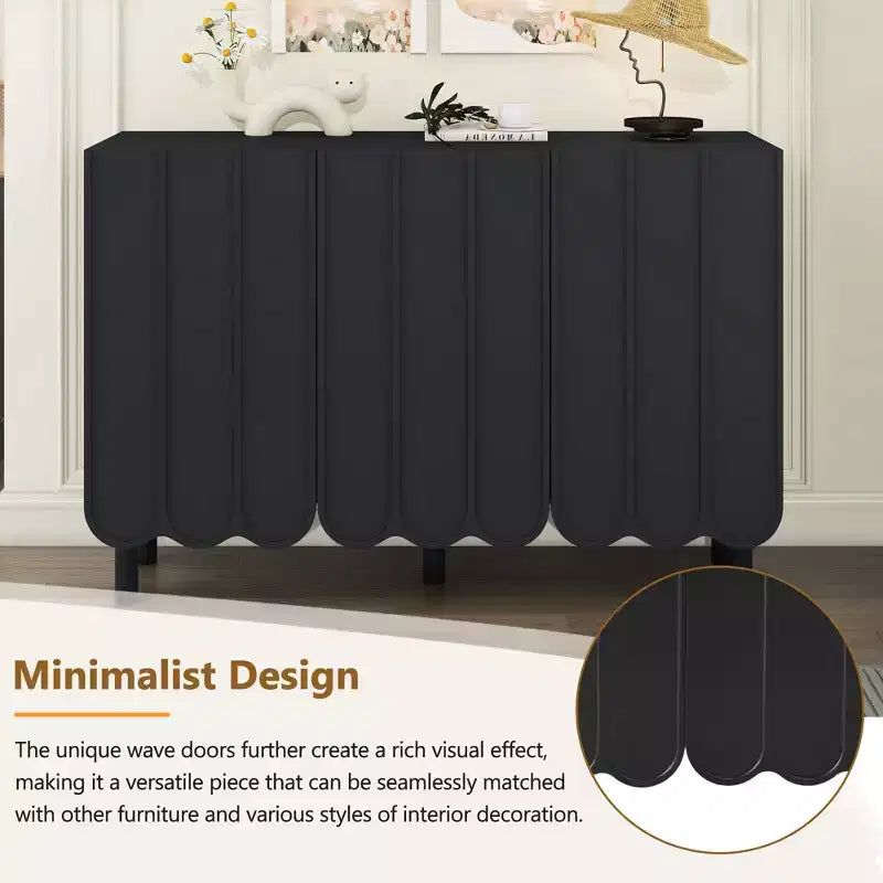 Okak Buffet bahut minimaliste avec rangement et 5 pieds en bois massif, Meuble à chaussures avec étagère réglable pour salon cuisine