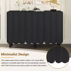 Okak Buffet bahut minimaliste avec rangement et 5 pieds en bois massif, Meuble à chaussures avec étagère réglable pour salon cuisine