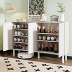 Okak Buffet bahut minimaliste avec rangement et 5 pieds en bois massif, Meuble à chaussures avec étagère réglable pour salon cuisine