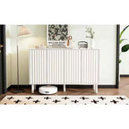 Okak Buffet bahut minimaliste avec rangement et 5 pieds en bois massif, Meuble à chaussures avec étagère réglable pour salon cuisine