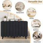 Okak Buffet bahut minimaliste avec rangement et 5 pieds en bois massif, Meuble à chaussures avec étagère réglable pour salon cuisine