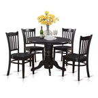 HomeStock Belmont Ensemble de 5 Pièces Table et Chaises de Cuisine Comprend une Table Ronde de Salle à Manger, un Pied Central, 4 Chaises à Assise en Bois Massif, 107x107 cm, Blanc Lin