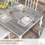 COZONY Table de salle à manger de ferme 78, Table rectangulaire en bois pour 6-8 personnes, Pieds robustes, Finition gris délavé