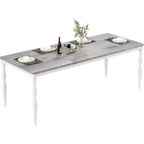 COZONY Table de salle à manger de ferme 78, Table rectangulaire en bois pour 6-8 personnes, Pieds robustes, Finition gris délavé