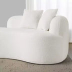 Canapé courbé quatre places en éponge à compression intégrale, tissu velours Teddy, canapé compact sans assemblage pour petits espaces et appartements