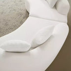 Canapé courbé quatre places en éponge à compression intégrale, tissu velours Teddy, canapé compact sans assemblage pour petits espaces et appartements