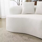 Canapé courbé quatre places en éponge à compression intégrale, tissu velours Teddy, canapé compact sans assemblage pour petits espaces et appartements