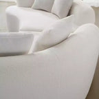 Canapé courbé quatre places en éponge à compression intégrale, tissu velours Teddy, canapé compact sans assemblage pour petits espaces et appartements