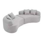 Canapé courbé quatre places en éponge à compression intégrale, tissu velours Teddy, canapé compact sans assemblage pour petits espaces et appartements