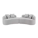 Canapé courbé quatre places en éponge à compression intégrale, tissu velours Teddy, canapé compact sans assemblage pour petits espaces et appartements