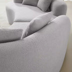 Canapé courbé quatre places en éponge à compression intégrale, tissu velours Teddy, canapé compact sans assemblage pour petits espaces et appartements
