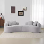 Canapé courbé quatre places en éponge à compression intégrale, tissu velours Teddy, canapé compact sans assemblage pour petits espaces et appartements