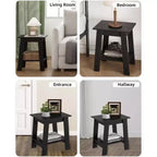Table d'appoint de ferme COZONY, Table d'appoint étroite à 2 niveaux, Grain de bois gris, Table de chevet compacte pour petits espaces, Salon, Chambre, Facile à monter