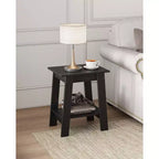 Table d'appoint de ferme COZONY, Table d'appoint étroite à 2 niveaux, Grain de bois gris, Table de chevet compacte pour petits espaces, Salon, Chambre, Facile à monter