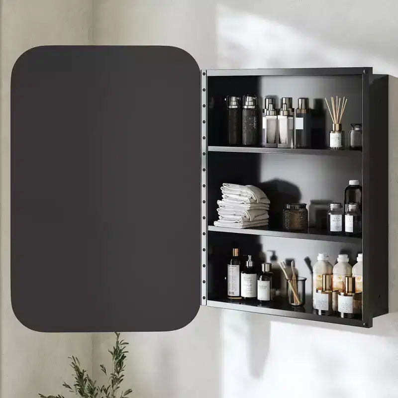 PexFix Armoire de salle de bain 24 x 16 avec miroir, cadre en acier inoxydable et 2 étagères réglables, armoires à pharmacie murales, miroirs rectangulaires encastrés dorés